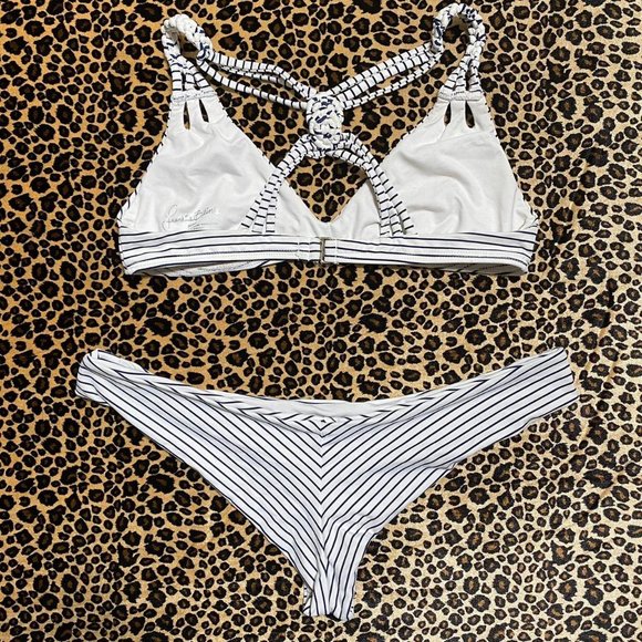 Acacia Swimwear Black and White Striped Bikini - Picture 2 of 4